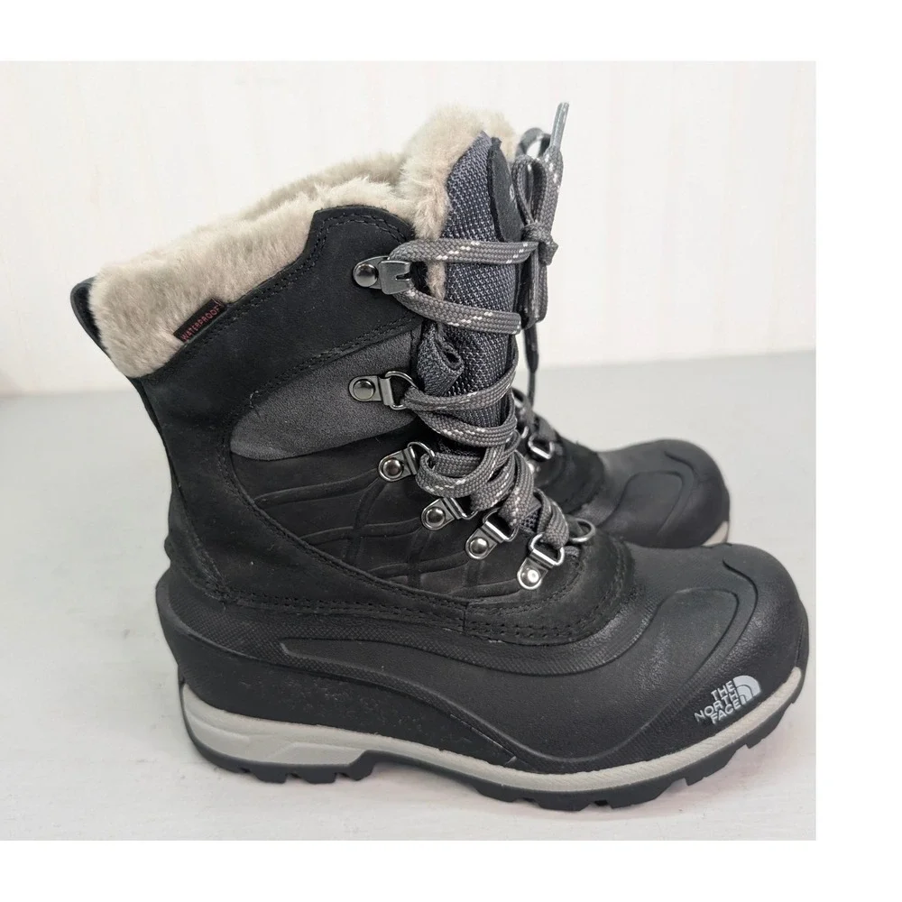 The North Face Women's Chilkat 400 Snow Boots Black Size 5 Waterproof Lace Up‎